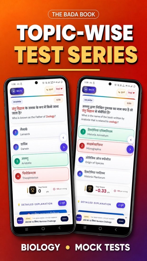 The Bada Book ऐप की Biology topic-wise test series